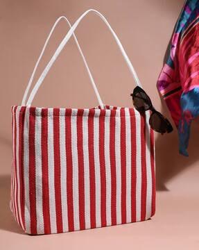 striped pattern tote bag
