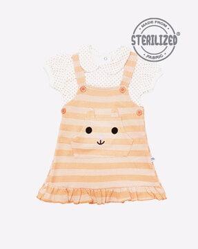 striped pinafore dress with t-shirt