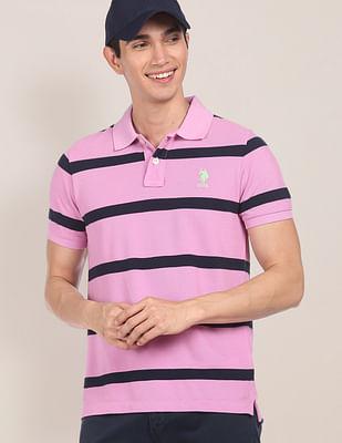 striped pique polo shirt