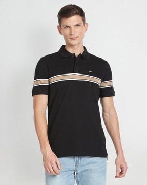 striped pique polo t-shirt