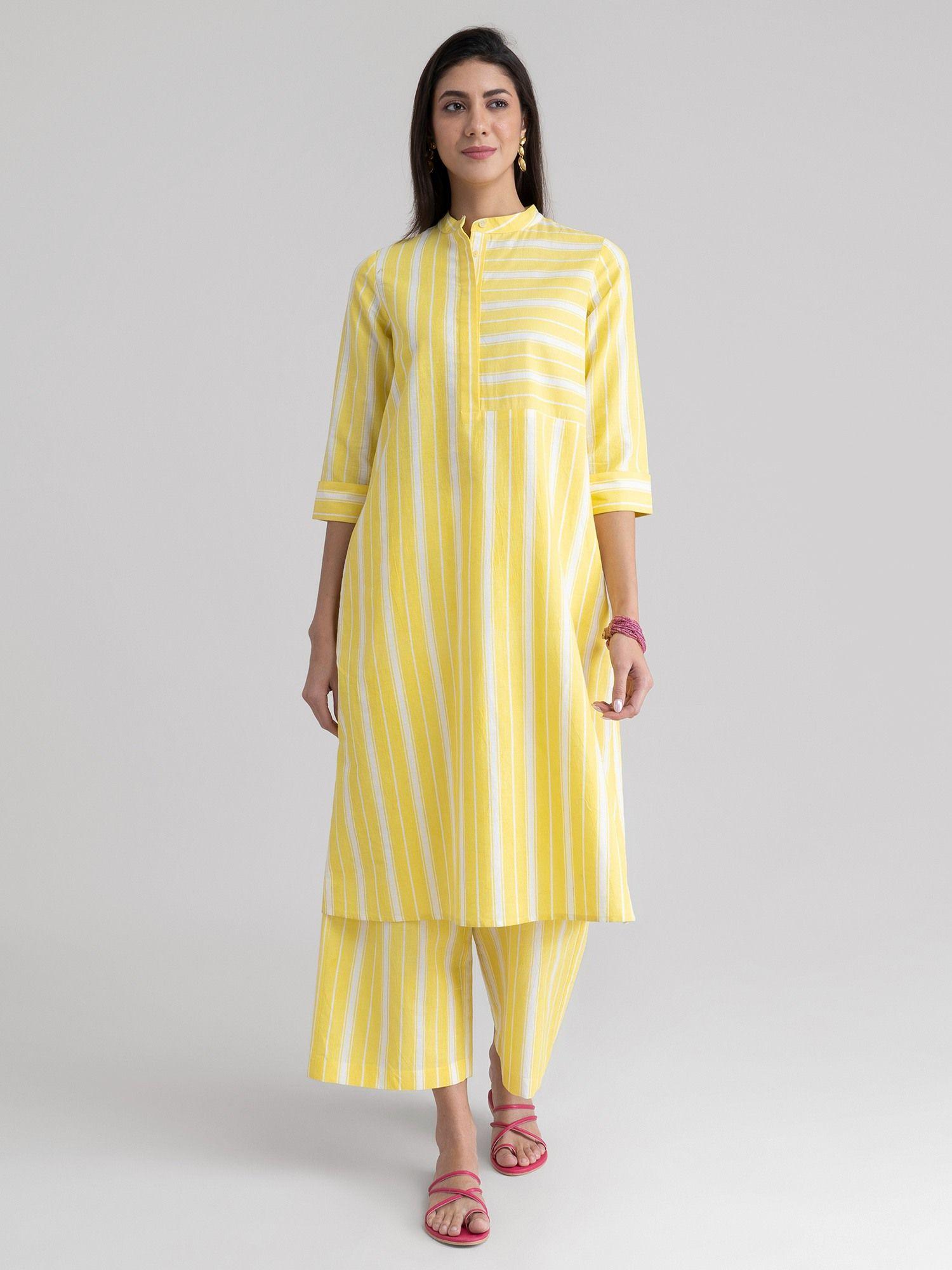 striped play shirt kurta yellow