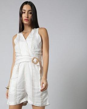 striped playsuit with belt