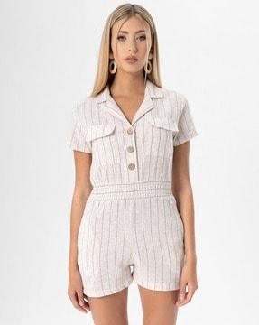 striped playsuit with flap pockets