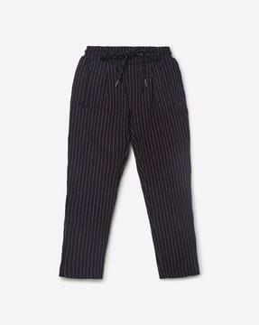 striped pleat-front pants