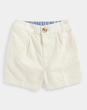 striped pleat-front shorts