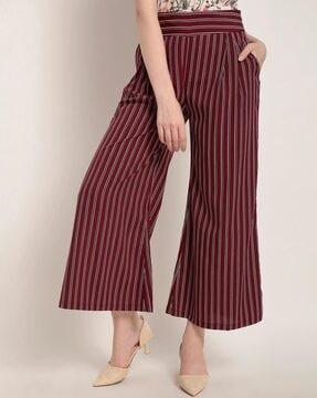 striped pleat-front trousers