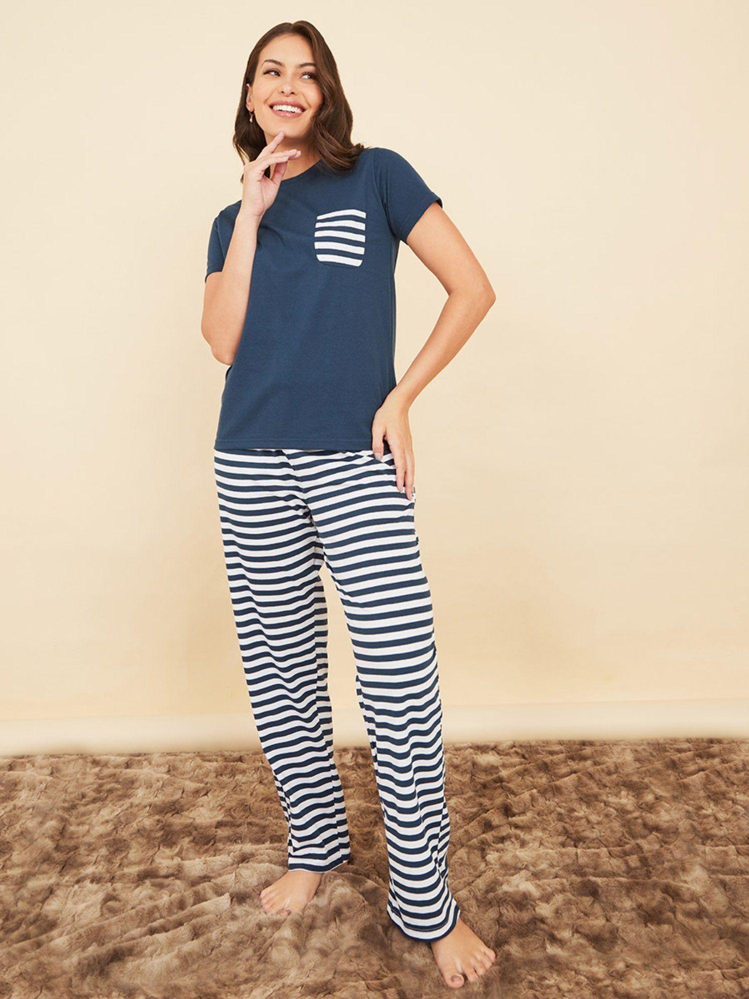 striped pocket t-shirt & pyjama (set of 2)