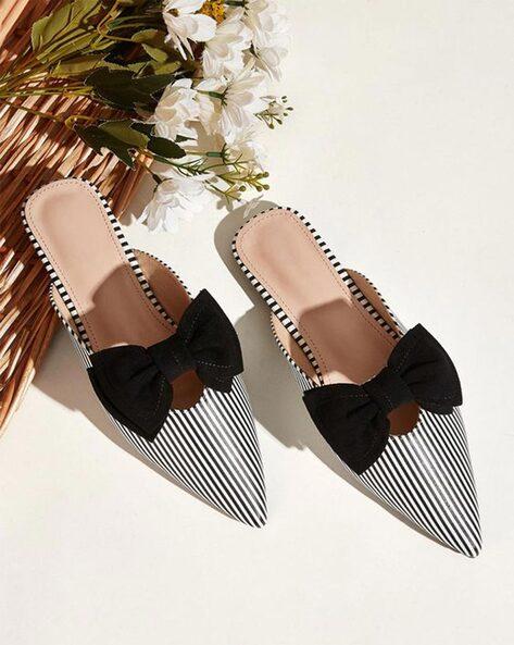 striped pointed-toe flat sandals