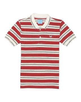 striped polo-neck t-shirt