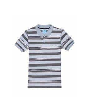 striped polo-neck t-shirt