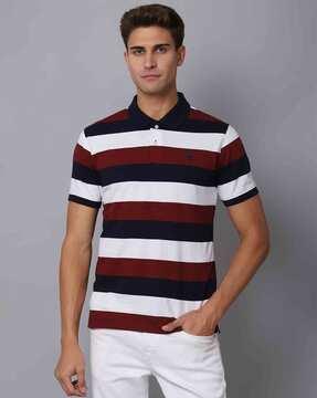 striped polo t-shirt with brand logo