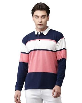 striped polo t-shirt with full sleeves