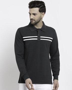 striped polo t-shirt with full sleeves