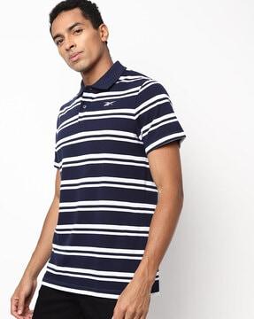 striped polo t-shirt with logo