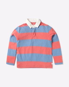 striped polo t-shirt with long sleeves
