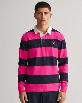 striped polo t-shirt with long sleeves