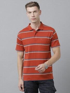 striped polo t-shirt with patch pocket