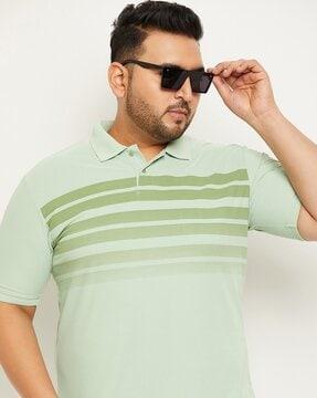 striped polo t-shirt with short button placket