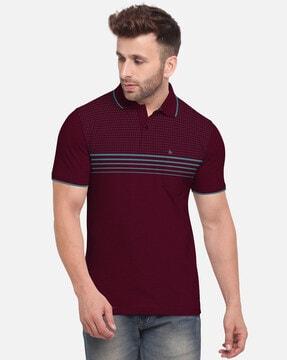 striped polo t-shirt with short sleeves