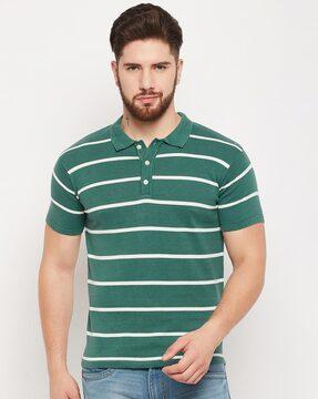 striped polo t-shirt with short sleeves