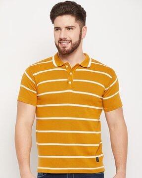 striped polo t-shirt with short sleeves