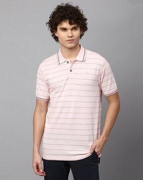 striped polo t-shirt with short sleeves