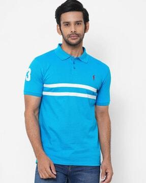 striped polo t-shirt with side vents