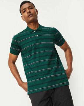 striped polo t-shirt with side vents