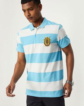 striped polo t-shirt with side vents