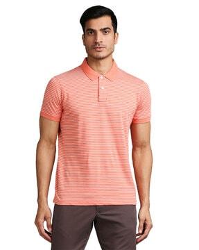 striped polo t-shirt with vented hems