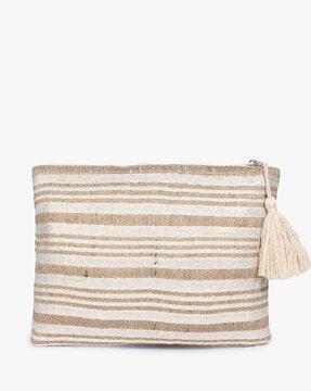 striped pouch with tassel