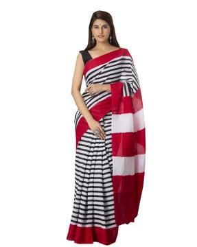 striped print cotton saree