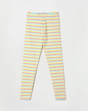 striped print leggings with elasticated waist
