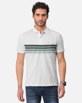 striped print regular fit polo t-shirt