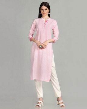 striped print straight kurta