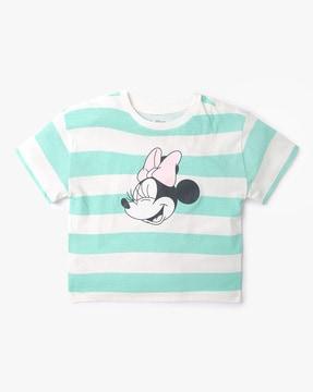 striped printed minnie mouse graphic top