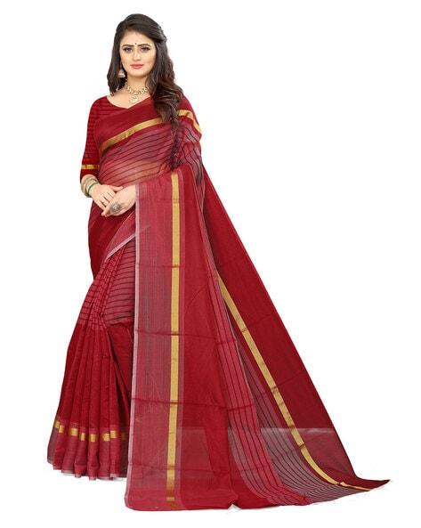 striped printed silk saree