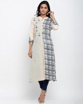 striped printed straight kurta