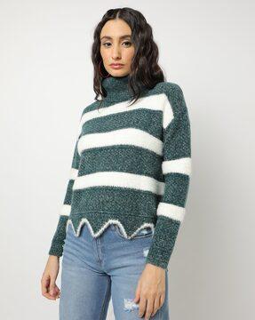 striped pullover with turtle neck