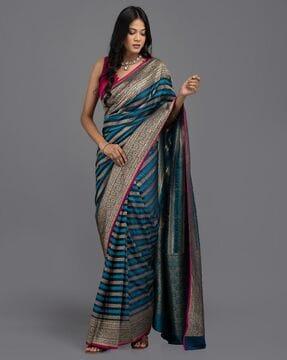 striped pure soft silk banarasi handloom saree