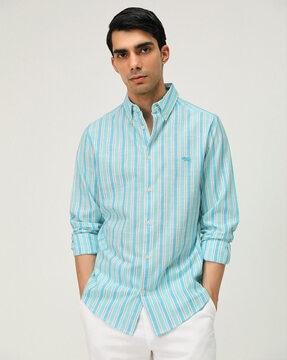 striped regular fit button-down shirt