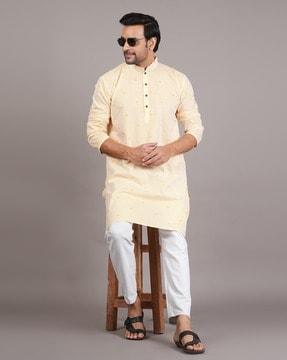 striped regular fit cotton kurta