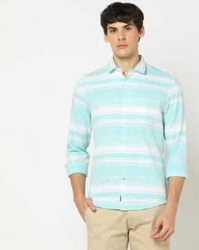 striped regular fit cotton shirt