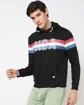 striped regular fit hoodie