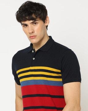 striped regular fit polo t-shirt