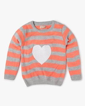 striped regular fit round-neck sweater