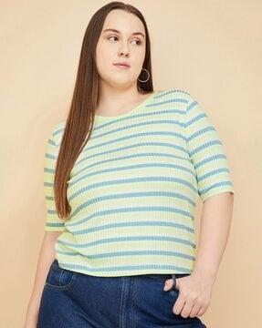 striped regular fit round-neck t-shirt