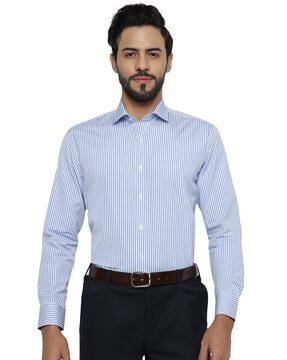 striped regular fit shirt with patch-pocket