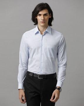 striped regular fit shirt with patch-pocket