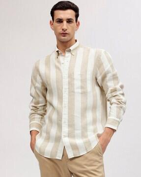 striped regular fit shirt with patch pocket